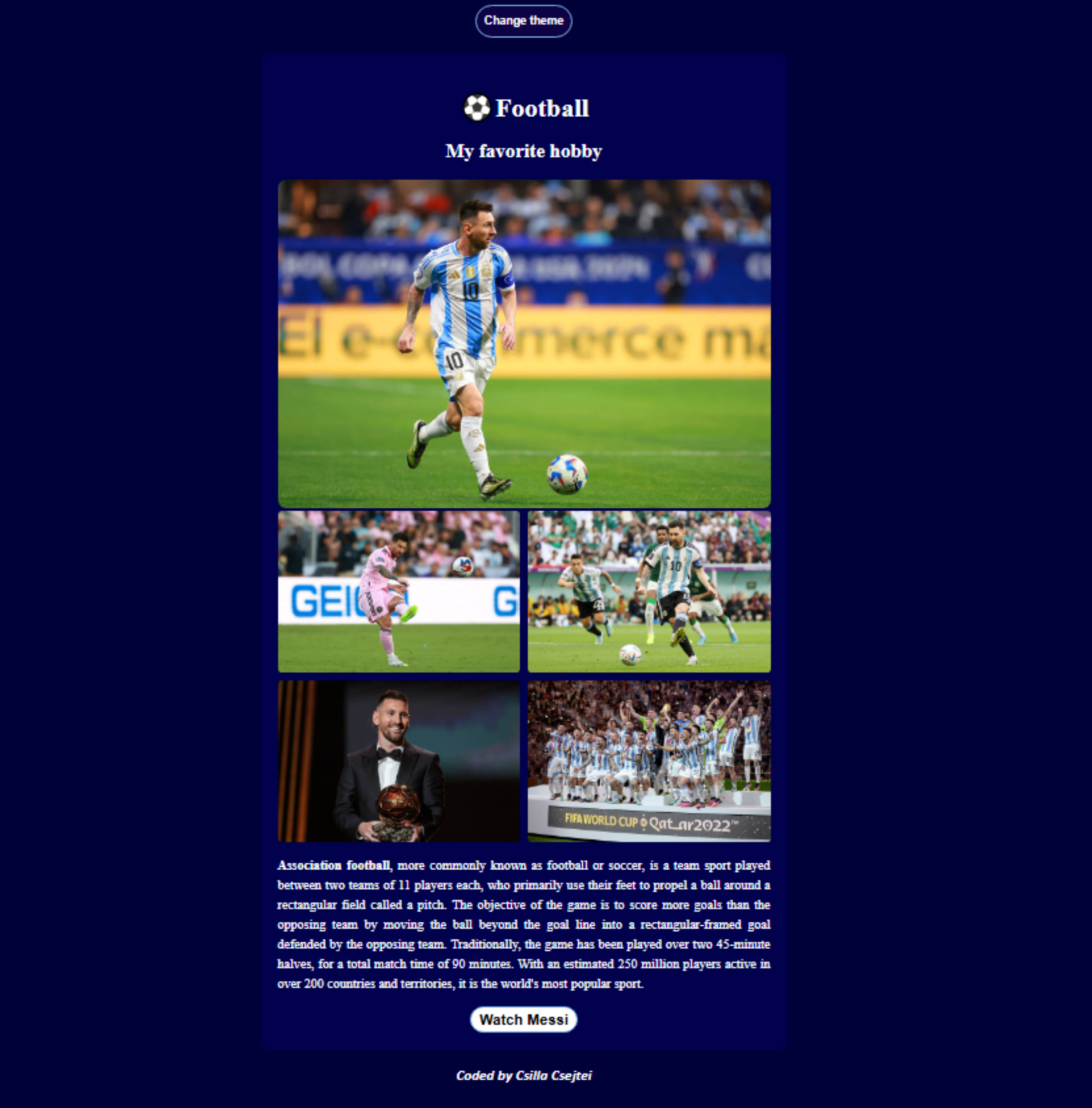 Hobby webpage preview